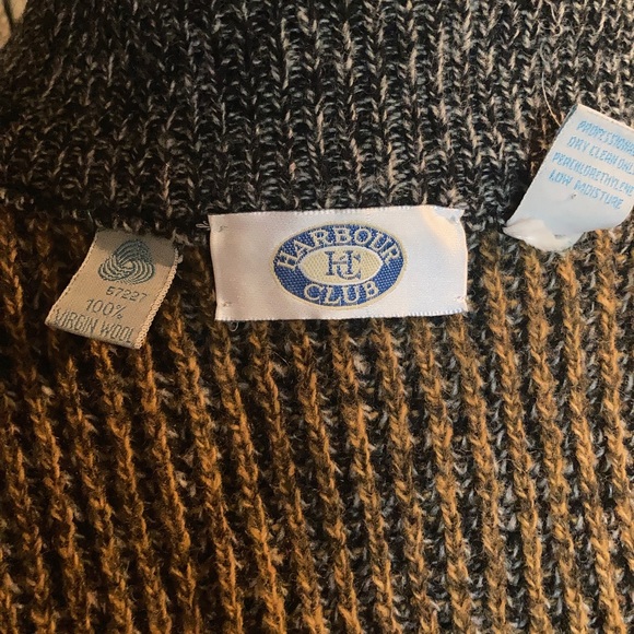 Vintage 90s Harbour Club Wool Chunky Button Down Cardigan Grandpa Sweater XL - Picture 7 of 7